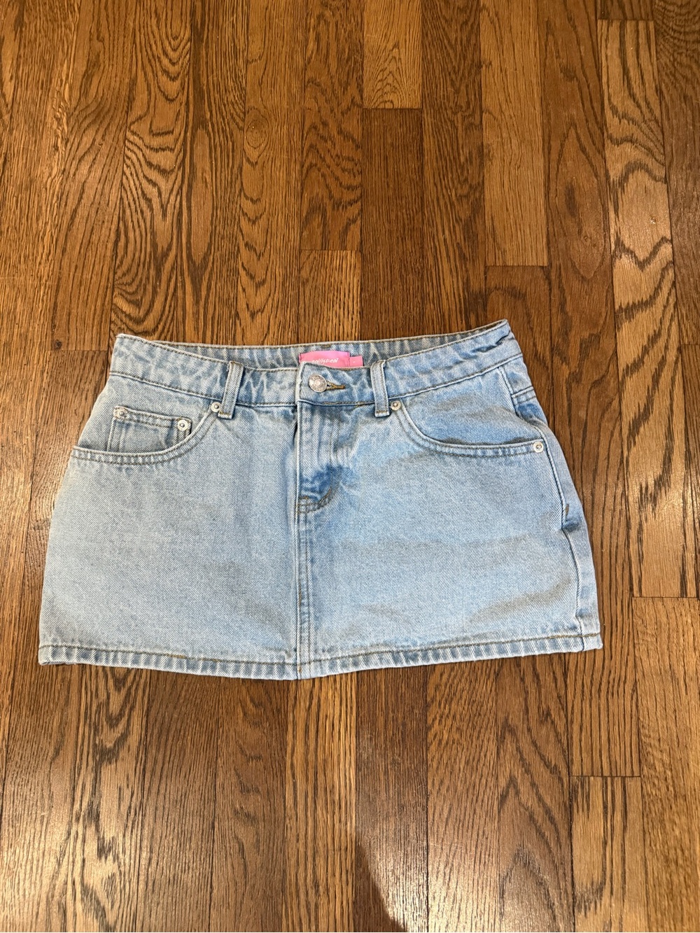 Edikted Light Blue Denim Mini Skirt